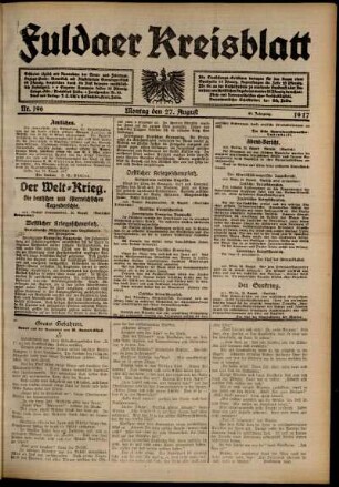 Ausgabe vom Montag, den 27. August 1917.