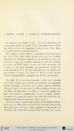 « Sotte Cleef » était-il portraitiste ?