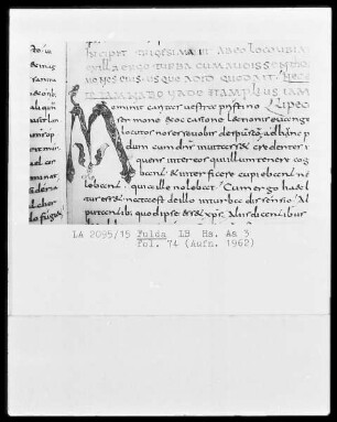 Augustinus, In Johannem evangelistam tractatus 22-54 — Initiale M, Folio 74 recto
