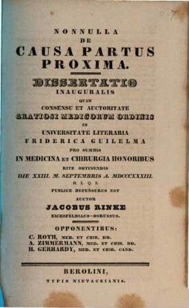 Nonnulla de causa partus proxima : diss. inaug.