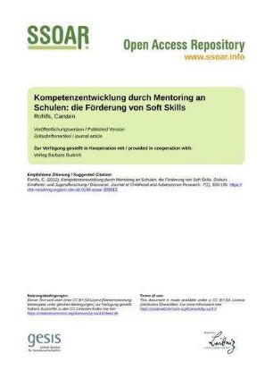 Kompetenzentwicklung durch Mentoring an Schulen: die Förderung von Soft Skills