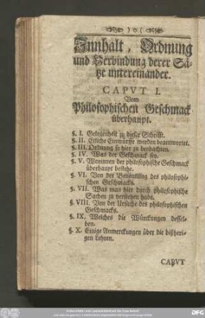 Inhalt, Ordnung und Verbindung derer Sätze untereinander.