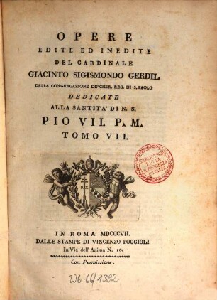 Opere edite ed inedite del Cardinale Giacinto Sigismondo Gerdil, 7