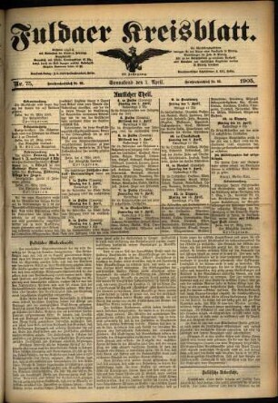 Ausgabe vom Samstag, den 01. April 1905.