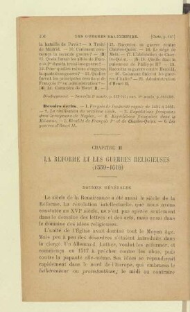 La réforme et les guerres religieuses (1559 - 1610)