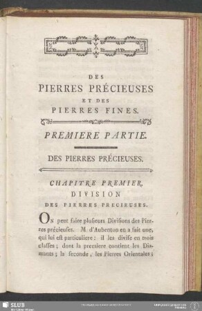 Premiere Partie. Des Pierres Précieuses