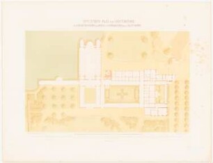 Friedenskirche, Potsdam: Lageplan mit Grundriss, Maßstabsleiste in Rhein. Fuß