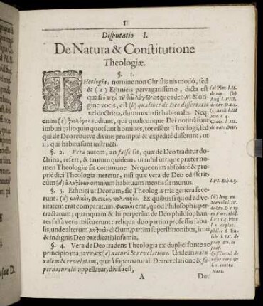 Disputatio I. De Natura & Constitutione Theologiae