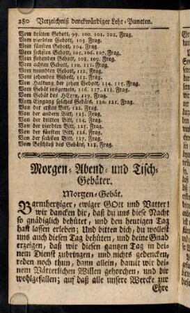 280-288, Morgen- Abend- und Tisch-Gebäter.