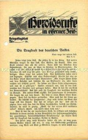 Flugschrift "Heroldsrufe in eiserner Zeit - Kriegsflugblatt Nr.10"