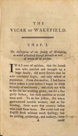 The Vicar Of Wakefield : A Tale. Supposed to be written by Himself