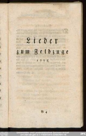 Lieder zum Feldzuge 1778.