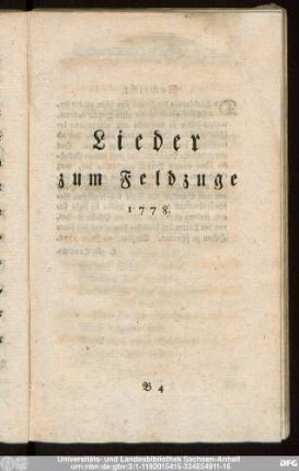 Lieder zum Feldzuge 1778.