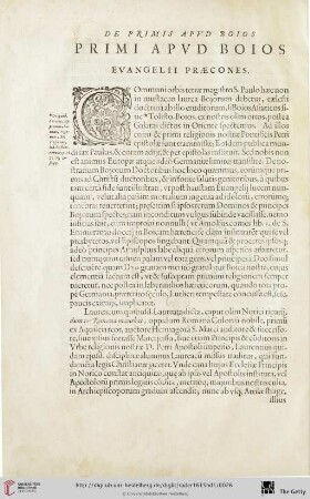 De primis apud boios primi apud boios Evangelii praecones