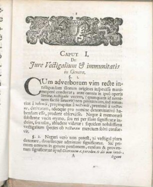 Caput I. De Jure Vectigalium & immunitatis in Genere.