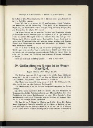 20. Stellungskrieg vor Verdun bei der Gruppe Maas-West