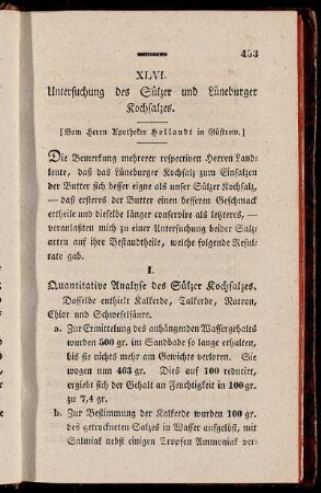 XLVI. Untersuchung des Sülzer und Lüneburger Kochsalzes