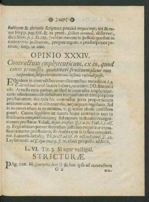 Opinio XXXIV. Contractum emphyteuticum, ex eo, quod canon promissus quantitati fructuum plane non respondeat, sub praetextu enormis laesionis rescindi posse.