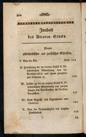 302-303, Inhalt des Vierten Stücks.