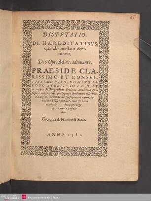 Dispvtatio, De haereditatibus, quae ab intestato deferuntur