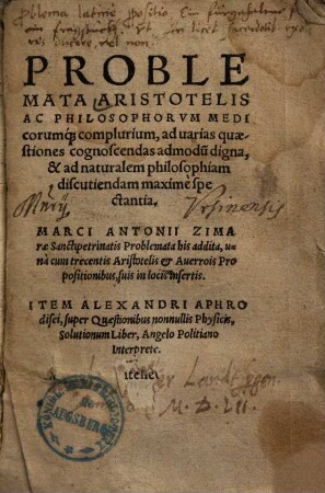 Problemata Aristotelis ac philosophorum medicorumque complurium