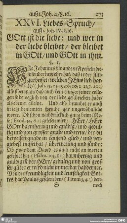 XXVI. Liebes-Spruch, auß I. Joh. IV, 8. 16