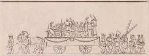 Winzerfestzug in Kötzschenbroda (Radebeul) : Retzsch, Moritz (1779-1857): Winzerfestzug in Kötzschenbroda (Böttger und Küfer). Federzeichnung. Dresden: Kupferstich-Kabinett