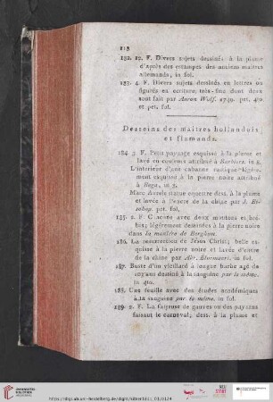 Desseins des maitres hollandois et flamands (Nr. 184 - 227)