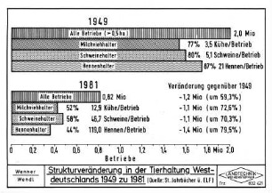 Strukturveränderung in der Tierhaltung Westdeutschlands 1949 zu 1981