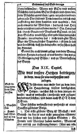 Das XIX. Capitel. Wie uns unsere Hertzen betriegen, in dem, was sie und verheyssen und zusagen.
