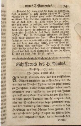 Schiffbruch des H. Paulus. Apostelg. 27,28.