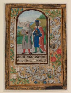 Vollbordürenseite mit Miniatur (Anbetung der Könige II) und Blattrankenbordüre