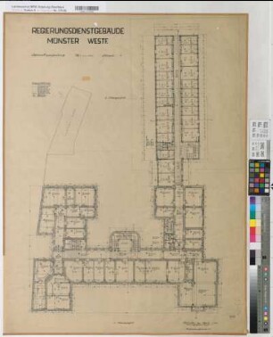 Münster (Münster) Regierung Bl. 4 Grundriß 1. Obergeschoß 1953 1 : 100 94 x 71 Zeichnung Hochbauamt Münster