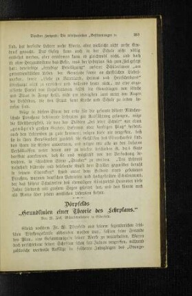 Dörpfelds "Grundlinien einer Theorie des Lehrplans"