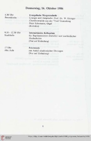 Donnerstag, 16. Oktober 1986