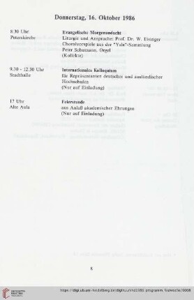 Donnerstag, 16. Oktober 1986