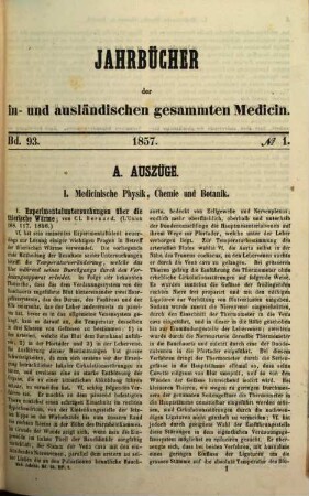 Schmidt's Jahrbücher der in- und ausländischen gesammten Medicin. 93. 1857