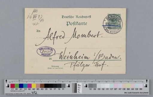 Postkarte an Alfred Mombert