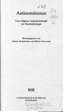 Antisemitismus : von religiöser Judenfeindschaft zur Rassenideologie