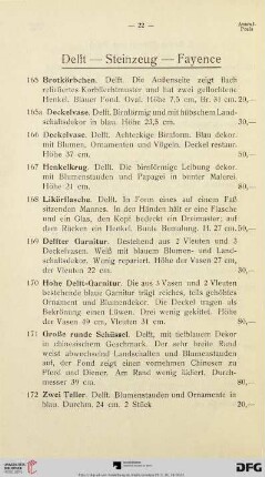 Delft – Steinzeug – Fayence (Nr. 165-237)