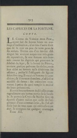 Les Caprices de la Fortune. Conte.