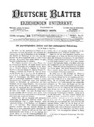 Die psychologischen Reihen und ihre pädagogische Bedeutung