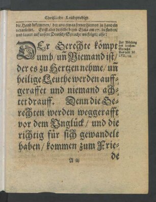 [...]Leichen-Spruch beym Esaia am 57. zu finden/ [...]