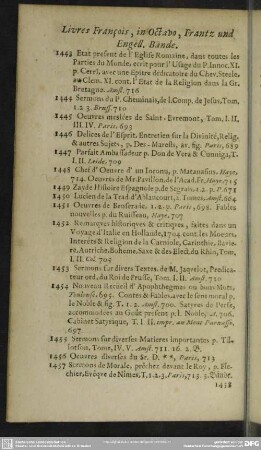 Livres François, in Octavo, Frantz und Engell. Bände