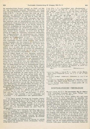 860-862 [Rezension] Werner, Martin, Der protestantische Weg des Glaubens ; 2. Bd.: Systematische Darstellung
