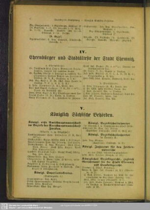 IV. Ehrenbürger und Stadtälteste der Stadt Chemnitz