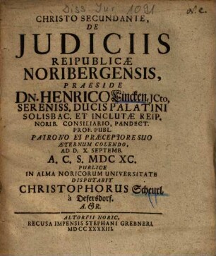 De Judiciis Reipublicae Noribergensis