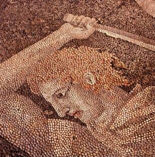 Pella, Mosaik, Hirschjagd, Detail