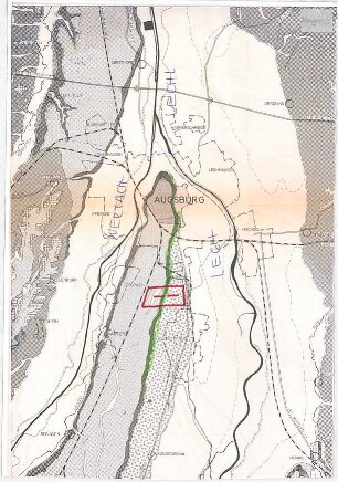 Hansjakob, Gottfried; Augsburg - Universitätsviertel; Neue Universität und Wohnbebauung Universitätsviertel, Außenanlagen, Freiflächengestaltung - Lageplan