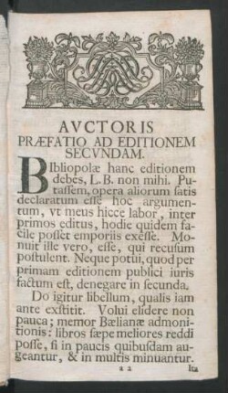Auctoris Praefatio Ad Editionem Secundam